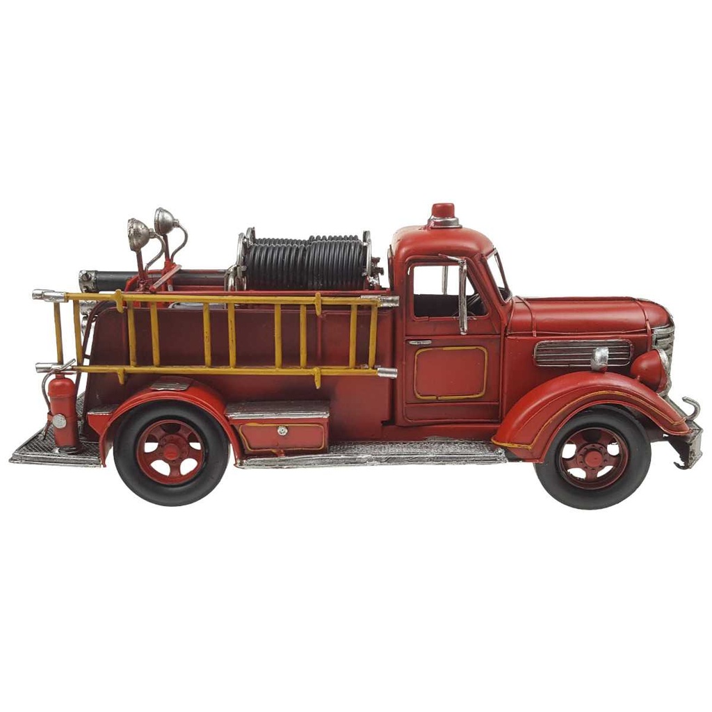 [LA-43309] Blechmodell Blechauto Modellauto Feuerwehrwagen Feuerwehrauto Antik-Stil Eisen rot L 41,7 cm Bild 4