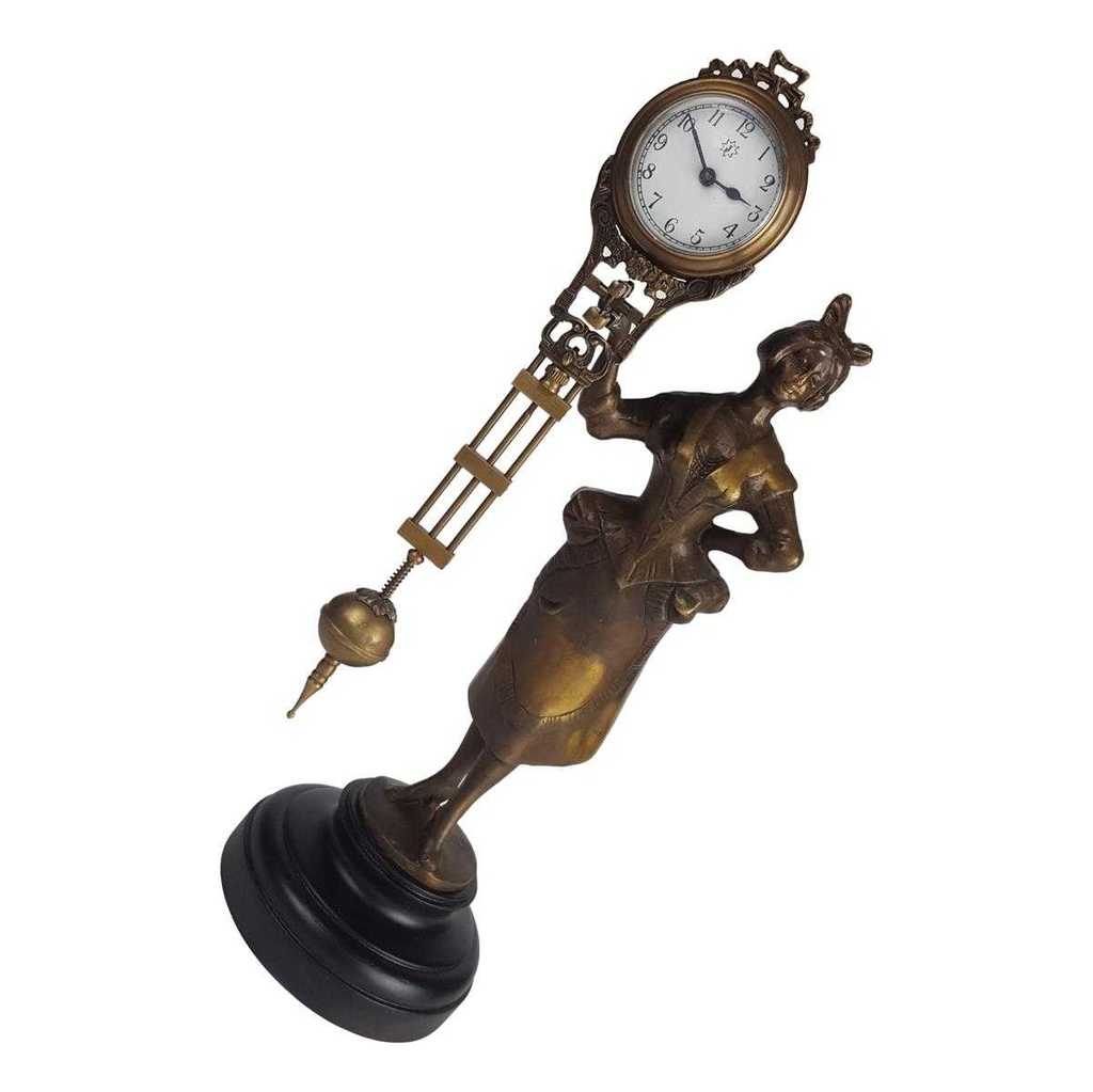 [LA-43483] Mysterieuse Messing Schwingpendeluhr Tischuhr Figur Skulptur Frau Bild 2