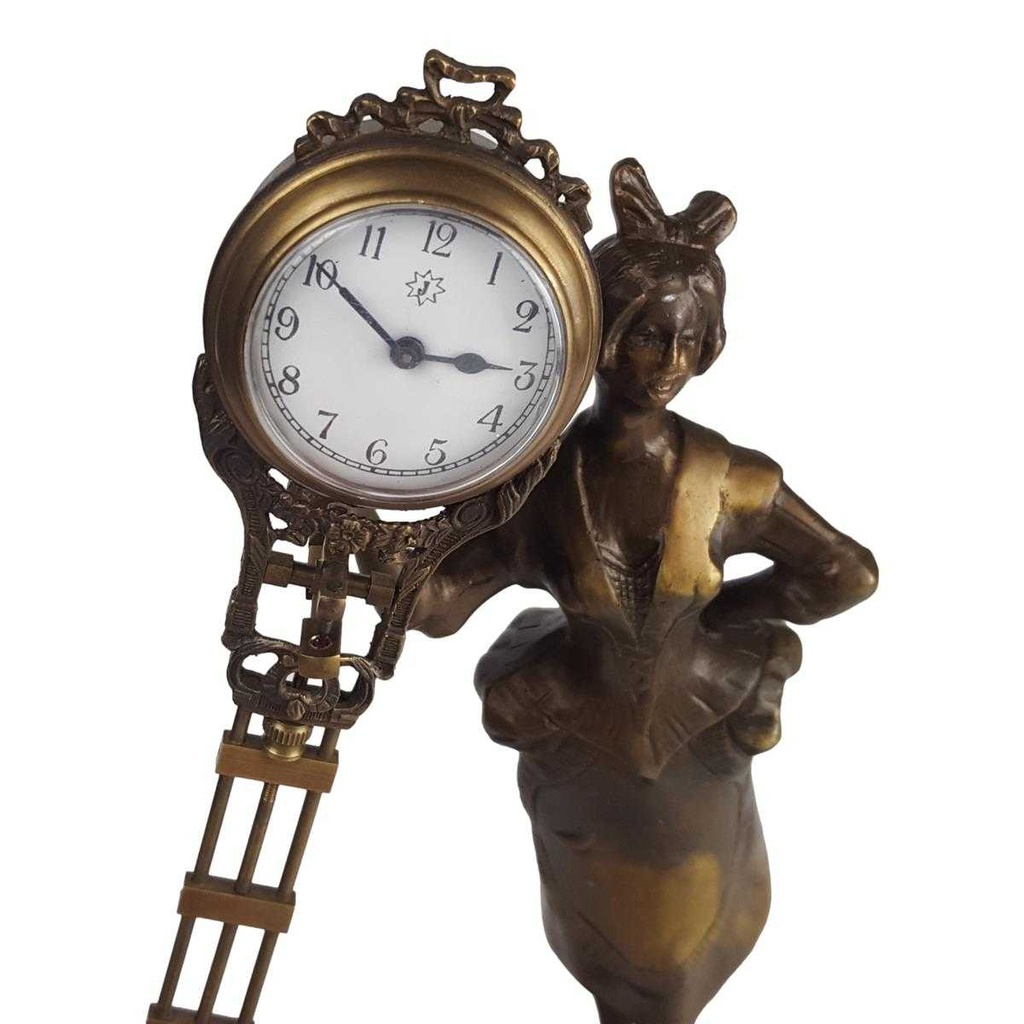 [LA-43483] Mysterieuse Messing Schwingpendeluhr Tischuhr Figur Skulptur Frau Bild 4