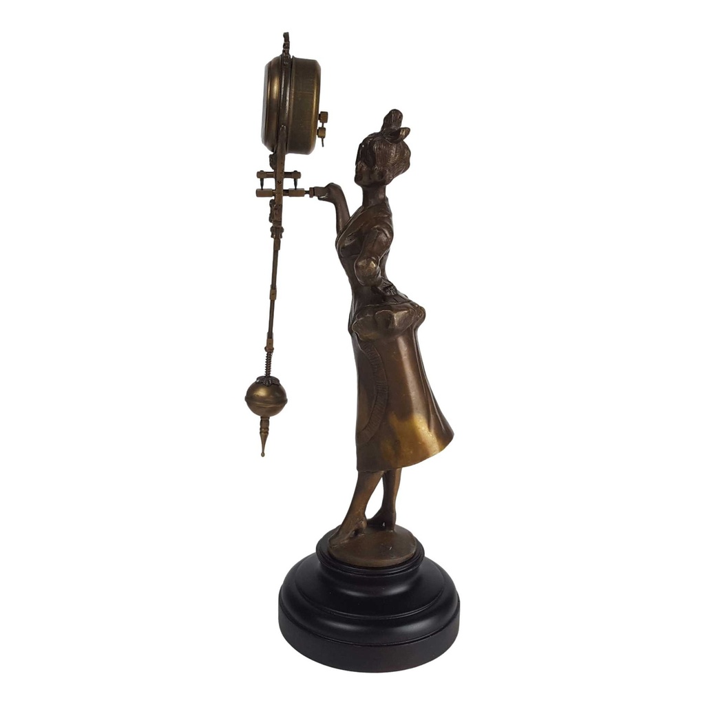 [LA-43483] Mysterieuse Messing Schwingpendeluhr Tischuhr Figur Skulptur Frau Bild 5