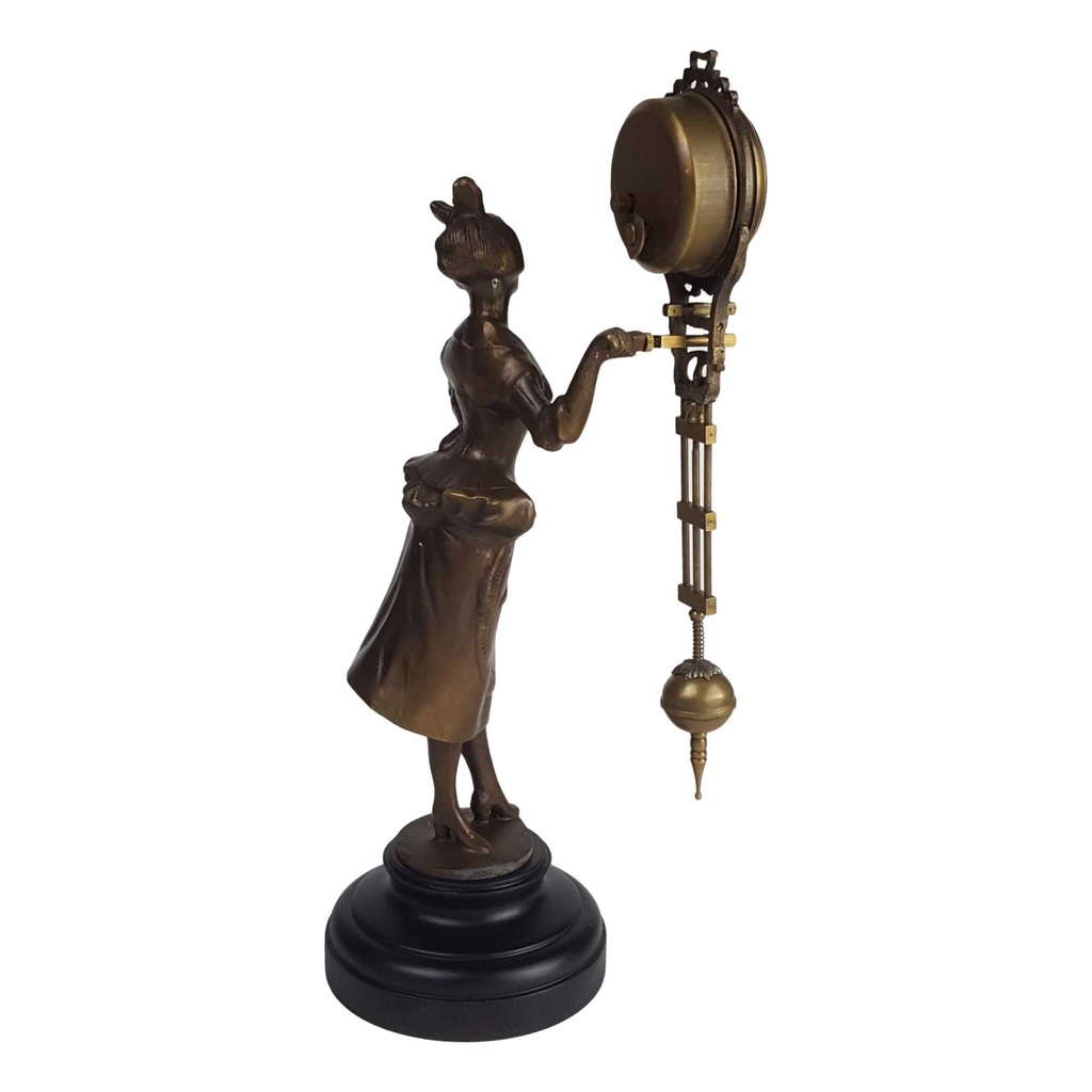 [LA-43483] Mysterieuse Messing Schwingpendeluhr Tischuhr Figur Skulptur Frau Bild 7