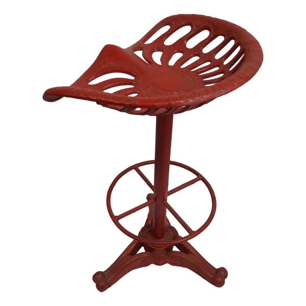 [LA-44122] Barhocker Barstuhl Traktorsitz Rot H 78 cm Gusseisen Bild 4
