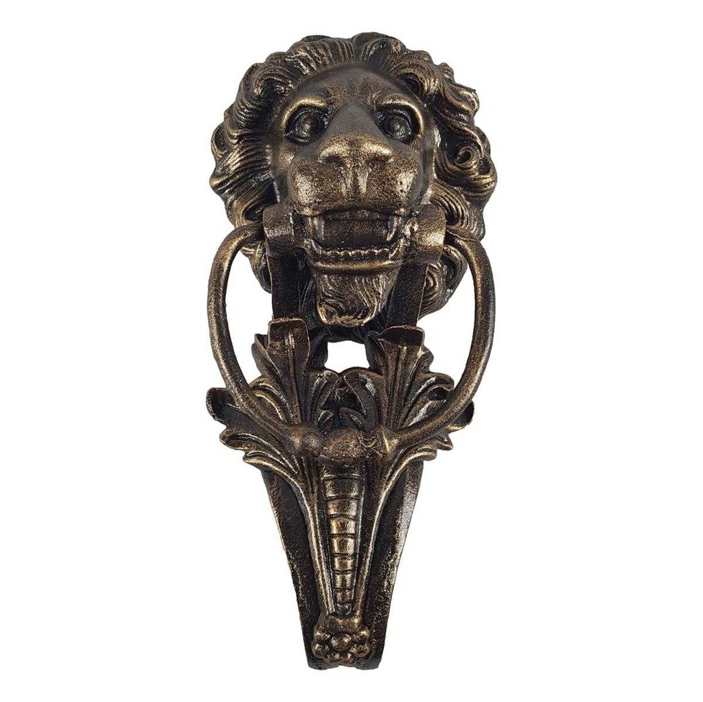 [LA-45773] Wandglocke Türglocke Türklopfer Löwenkopf Gusseisen braun Bronze-Look H 41 cm Bild 2
