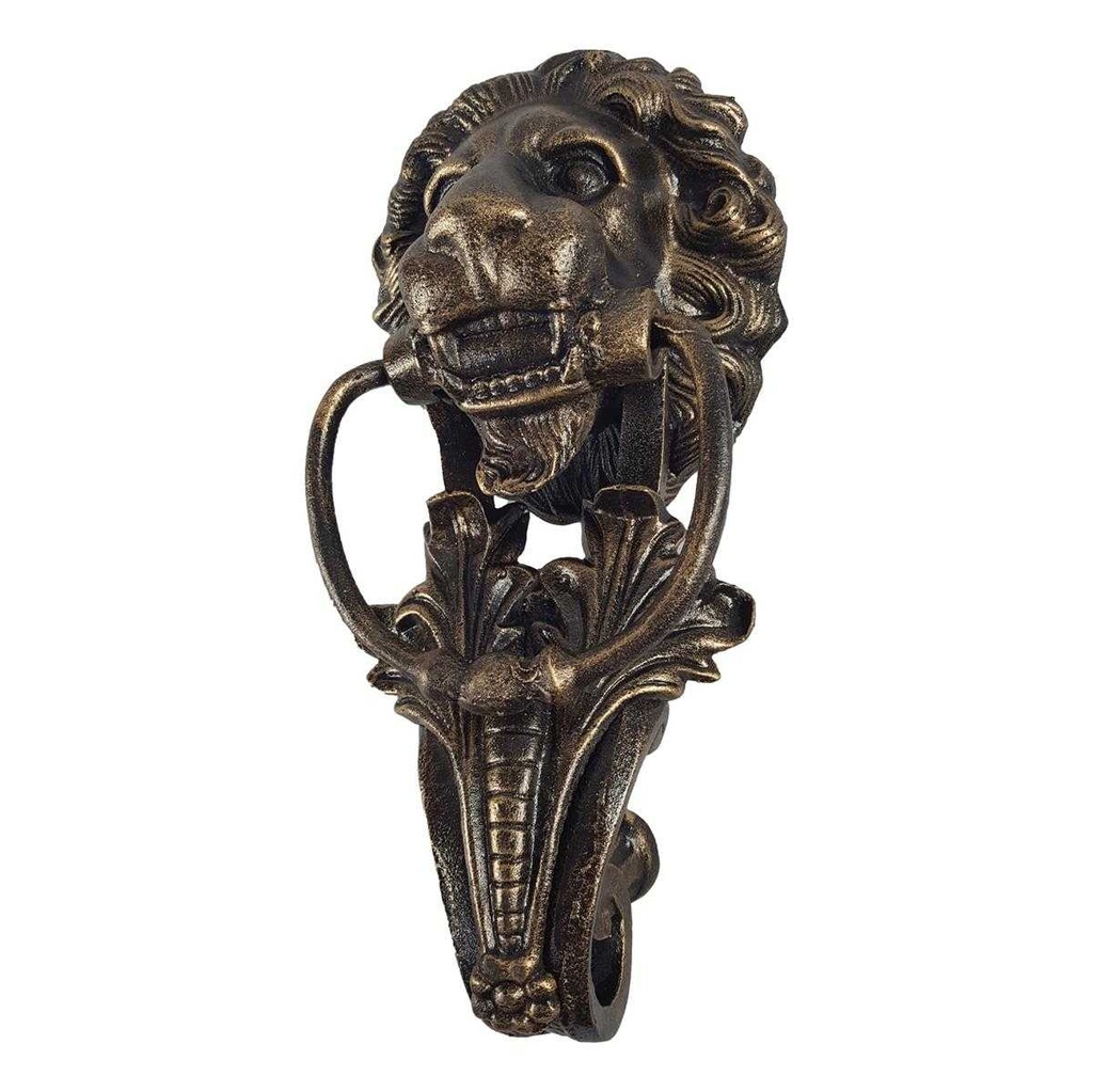 [LA-45773] Wandglocke Türglocke Türklopfer Löwenkopf Gusseisen braun Bronze-Look H 41 cm Bild 3