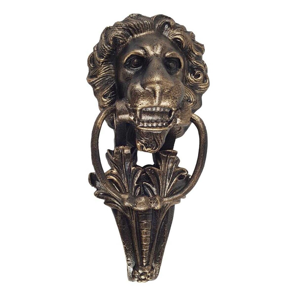 [LA-45773] Wandglocke Türglocke Türklopfer Löwenkopf Gusseisen braun Bronze-Look H 41 cm Bild 4