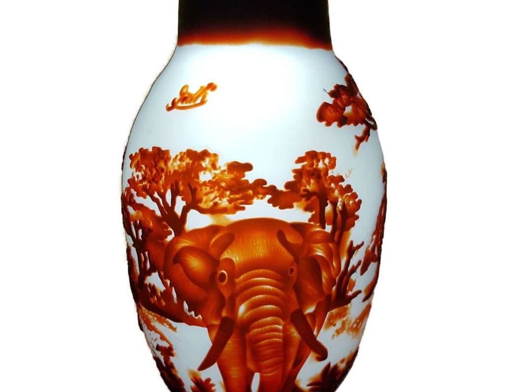 [LA-45982] Vase Kameeglas Baluster Afrikanischer Elefant Bild 6
