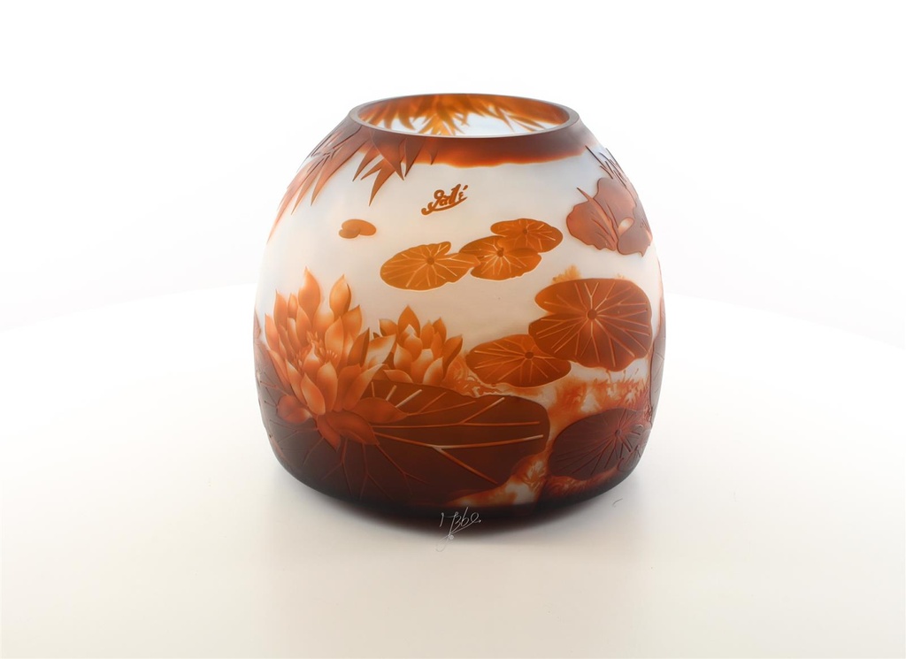 [LA-45987] Vase Kameeglas Seerosenteich Bild 2