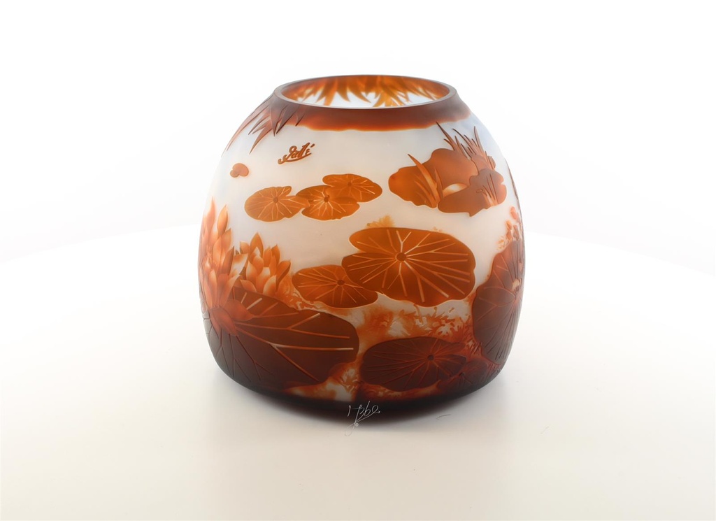 [LA-45987] Vase Kameeglas Seerosenteich Bild 3