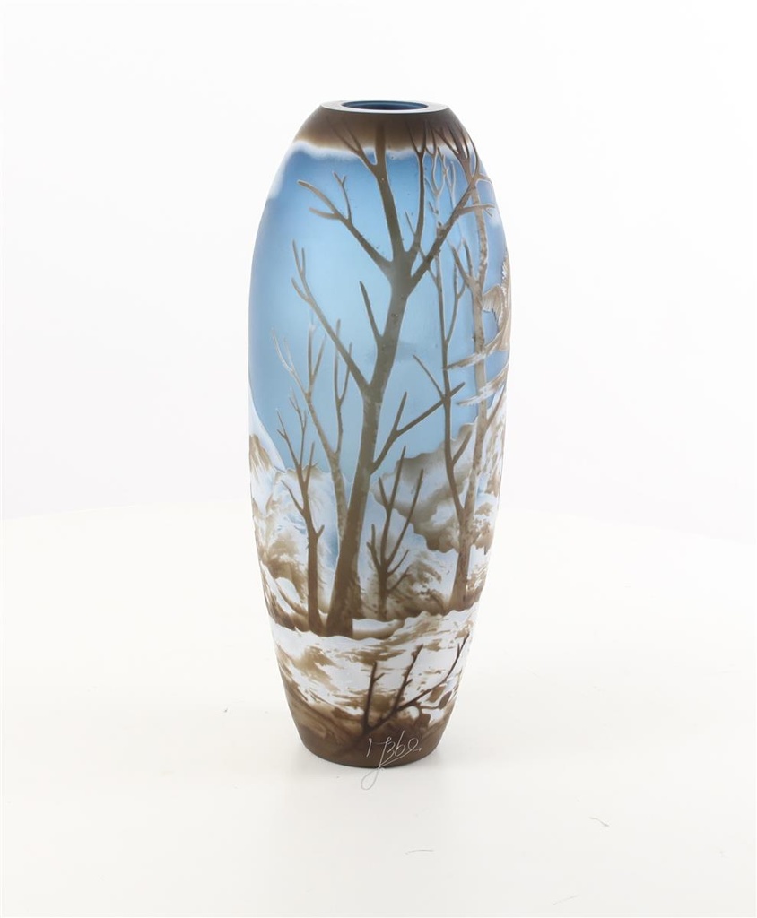 [LA-46369] Vase Cameo Glasvase Motivvase Winterlandschaft Bild 2