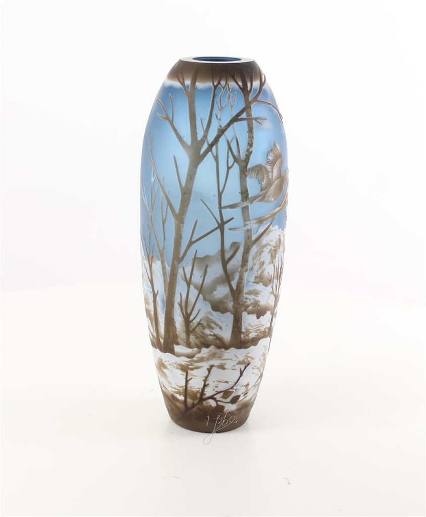 [LA-46369] Vase Cameo Glasvase Motivvase Winterlandschaft Bild 3