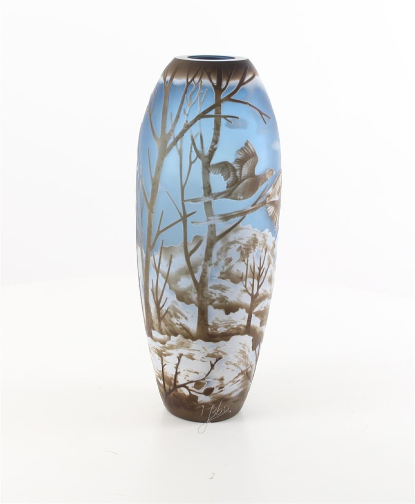 [LA-46369] Vase Cameo Glasvase Motivvase Winterlandschaft Bild 4