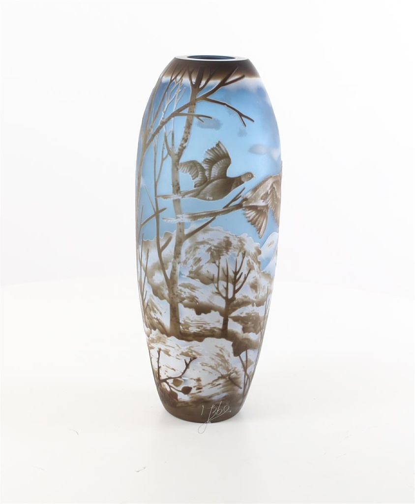 [LA-46369] Vase Cameo Glasvase Motivvase Winterlandschaft Bild 5