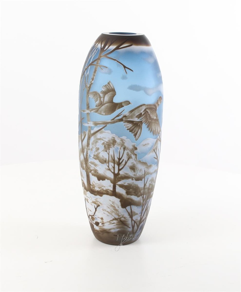 [LA-46369] Vase Cameo Glasvase Motivvase Winterlandschaft Bild 6