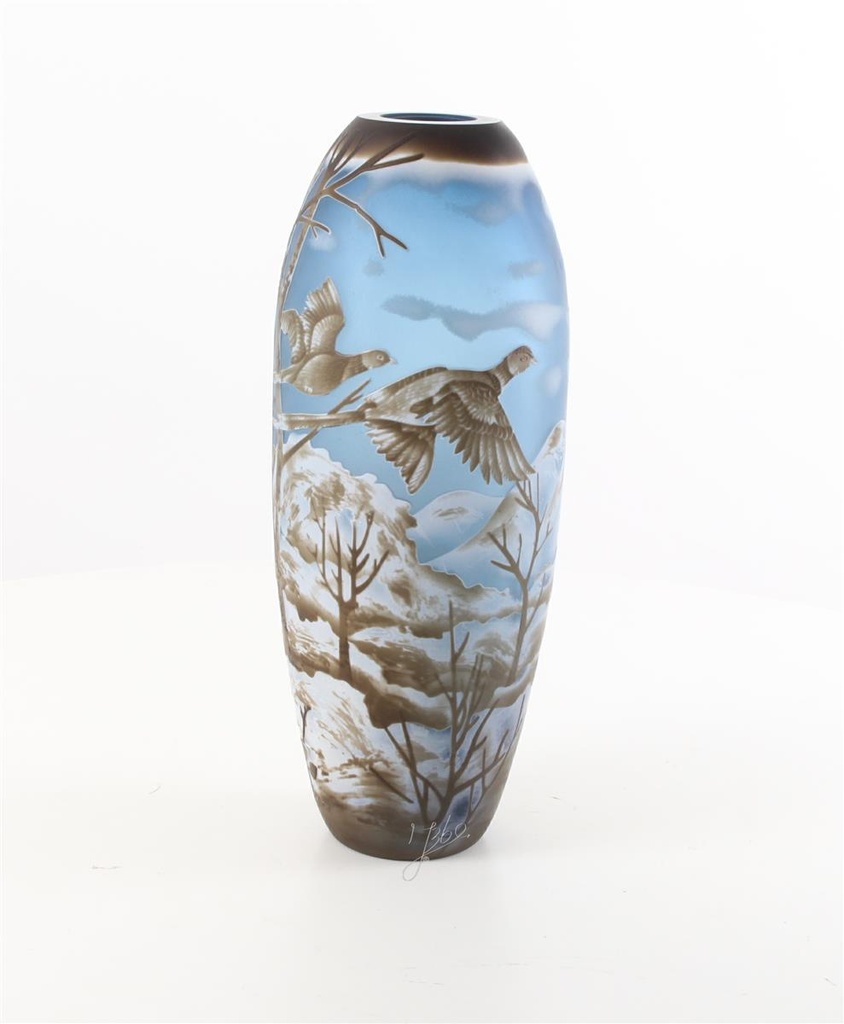 [LA-46369] Vase Cameo Glasvase Motivvase Winterlandschaft Bild 7