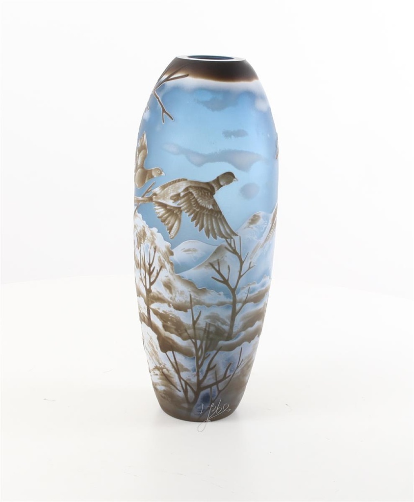 [LA-46369] Vase Cameo Glasvase Motivvase Winterlandschaft Bild 8