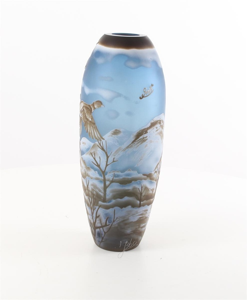 [LA-46369] Vase Cameo Glasvase Motivvase Winterlandschaft Bild 10