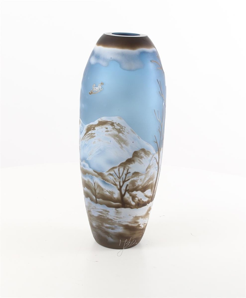 [LA-46369] Vase Cameo Glasvase Motivvase Winterlandschaft Bild 13