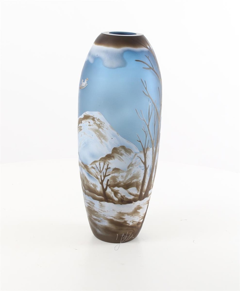 [LA-46369] Vase Cameo Glasvase Motivvase Winterlandschaft Bild 14