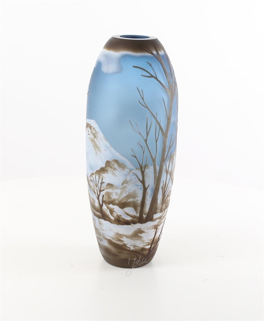 [LA-46369] Vase Cameo Glasvase Motivvase Winterlandschaft Bild 15