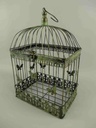[2120285] 3er Set Vogelkäfig Blumen Pflanz Deko Käfig Eisen eckig Grün Bild 4