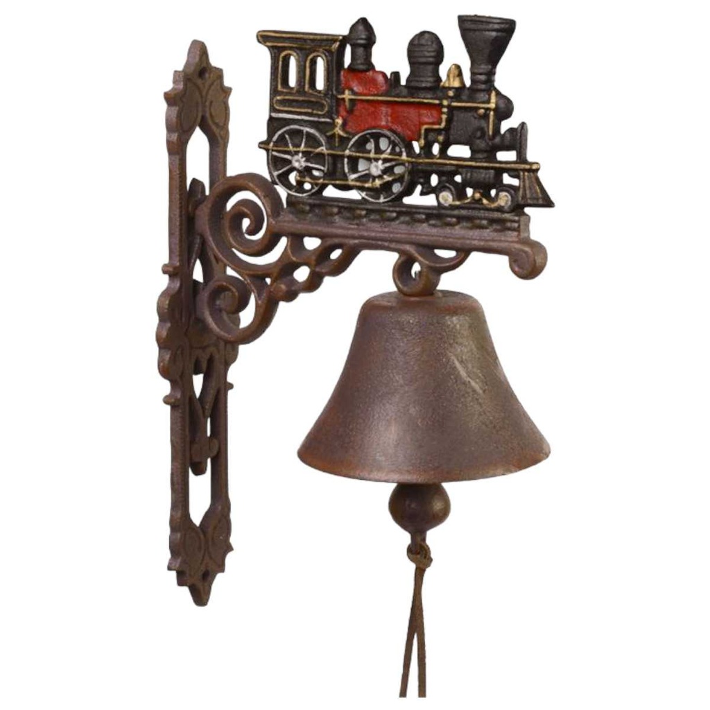 [LA-49324] Wandglocke Türglocke Türklopfer Figürchen Gusseisen Lokomotive Zug rot 34 cm Bild 2