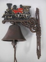 [LA-49324] Wandglocke Türglocke Türklopfer Figürchen Gusseisen Lokomotive Zug rot 34 cm Bild 3