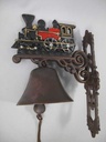 [LA-49324] Wandglocke Türglocke Türklopfer Figürchen Gusseisen Lokomotive Zug rot 34 cm Bild 5
