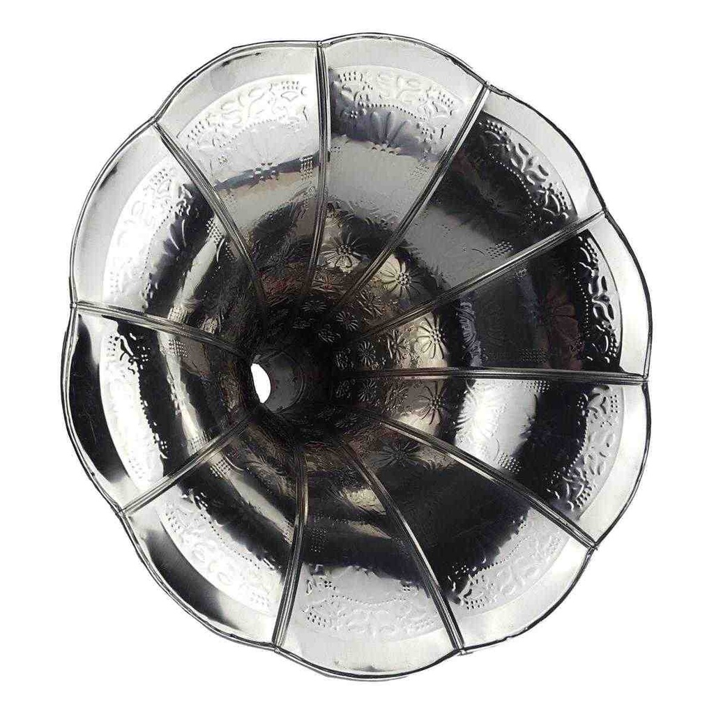 [LA-63512] Trichter für Grammofon Messing vernickelt Ornament Gravur Bild 2