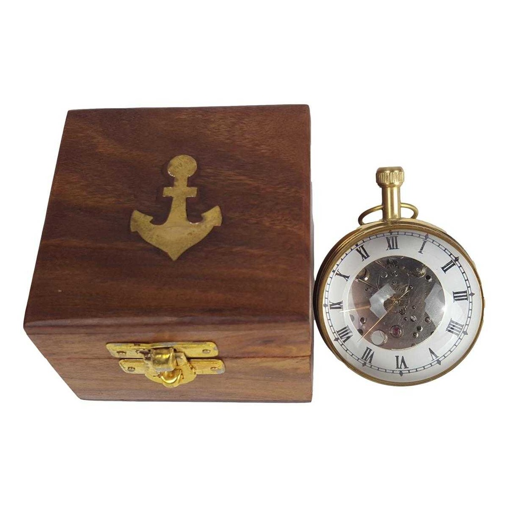[LA-63724] Messing Kugeluhr mit Mechanischem Uhrwerk in Holzbox #63724 Bild 2
