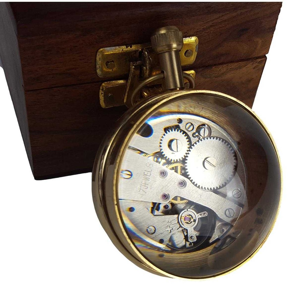 [LA-63724] Messing Kugeluhr mit Mechanischem Uhrwerk in Holzbox #63724 Bild 4