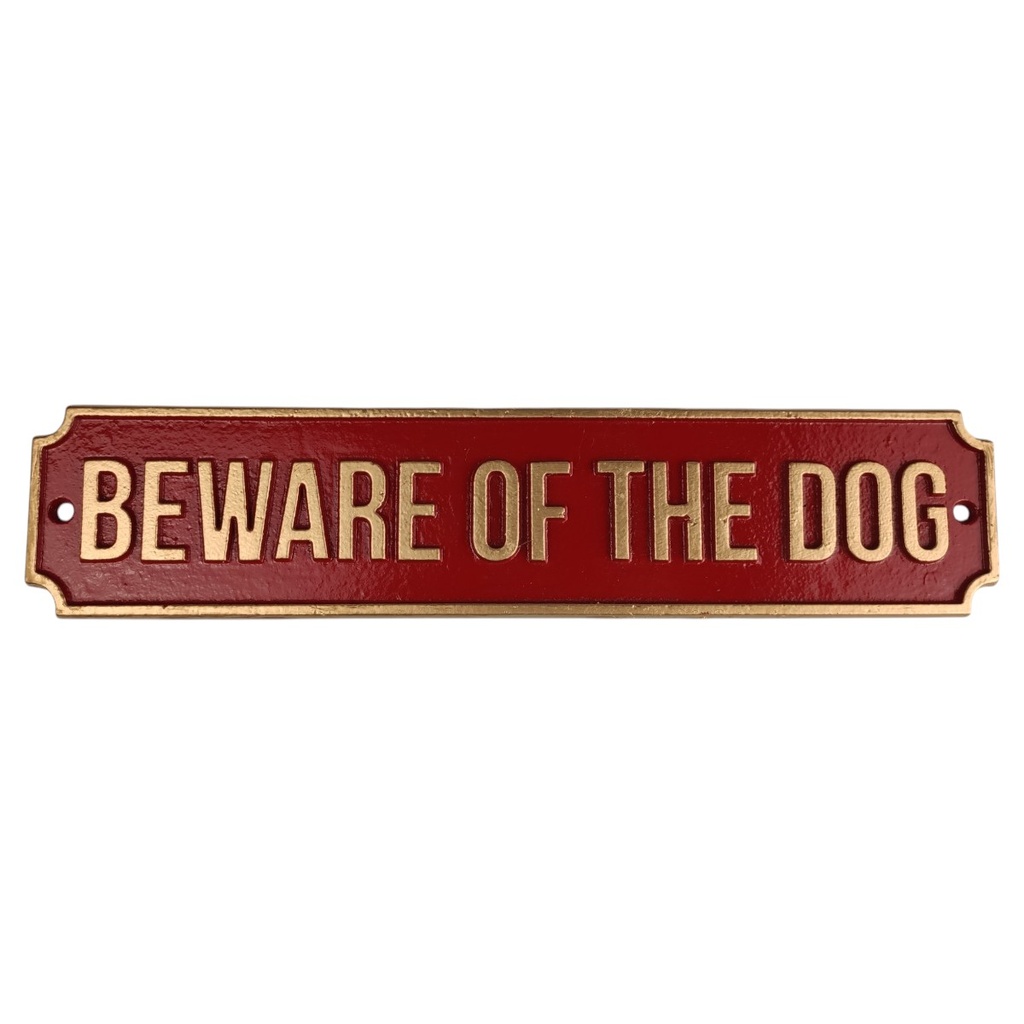 [LA-82613] Wandschild Wandplakette Gusseisen Beware Of The Dog Bild 2
