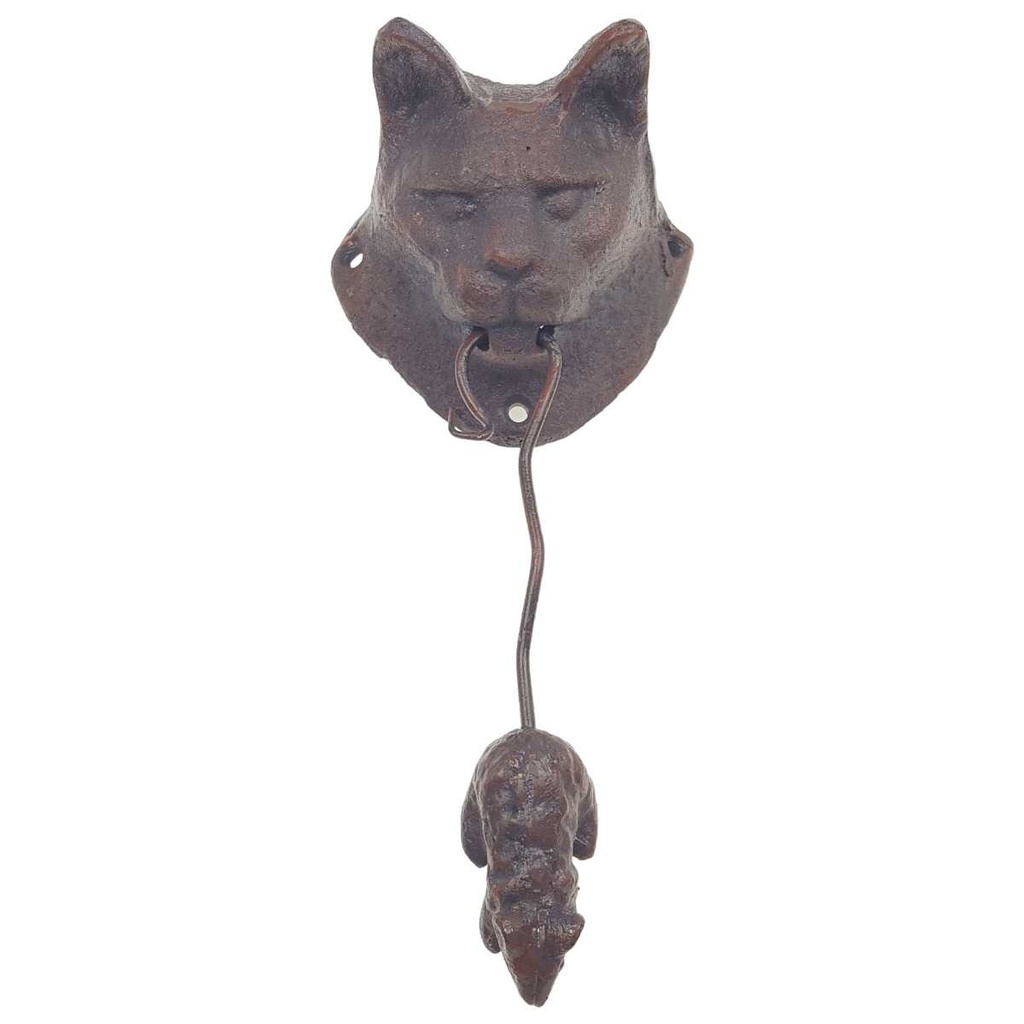 [LA-82780] Wandglocke Türglocke Türklopfer Gusseisen Katze und Maus Bild 2