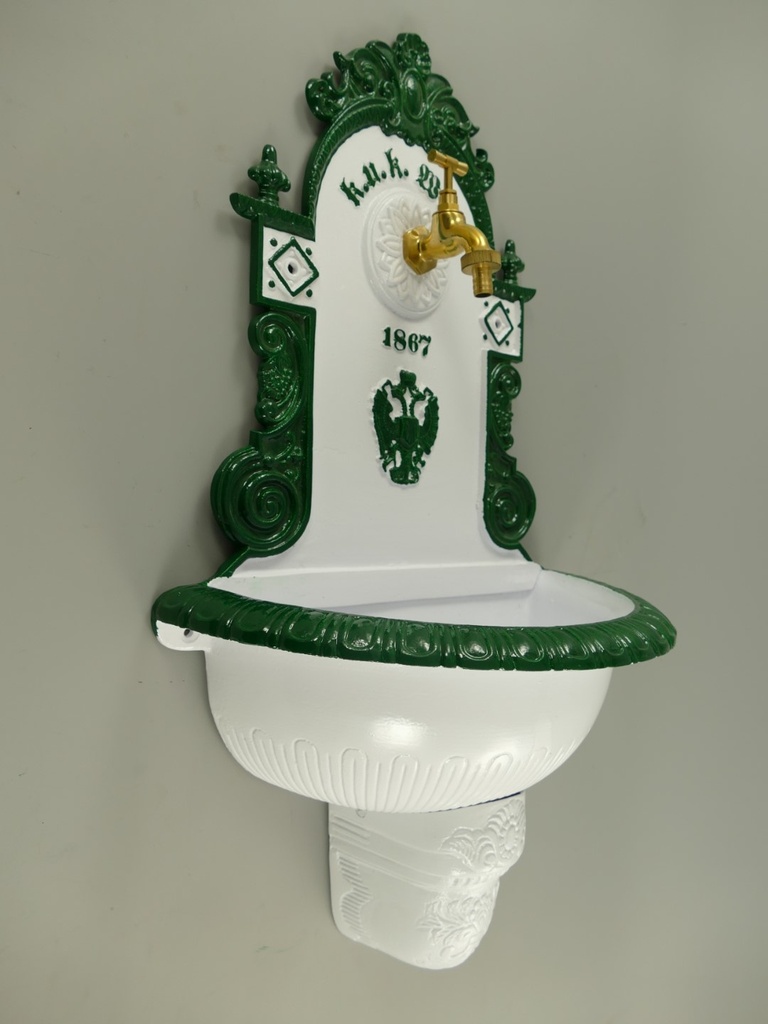 [LA-85839] Wandbrunnen 1867 Alu Guß weiß/grün H.72cm Bild 3