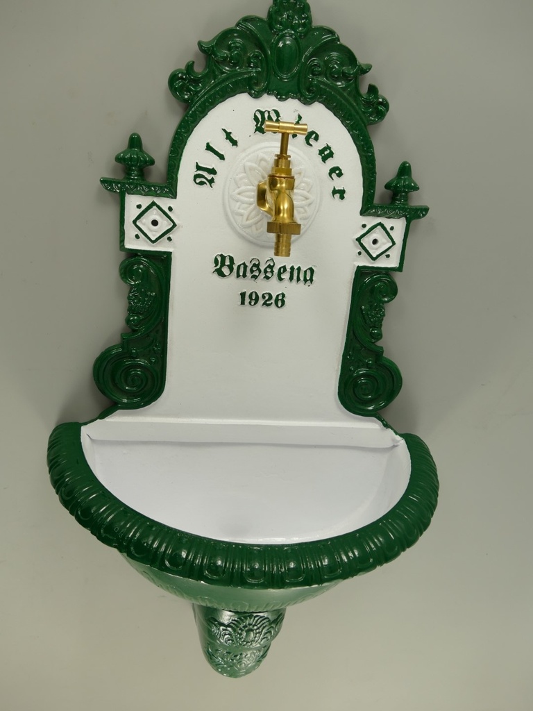 [LA-86101] Wandbrunnen 1926 Alu Guß grün/weiß H.72cm Bild 2