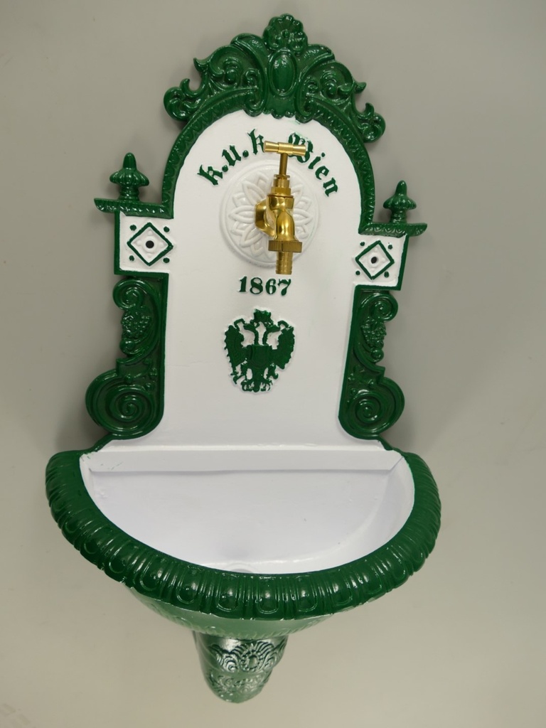 [LA-86349] Wandbrunnen 1867 Alu Guß grün/weiß H.72cm Bild 2