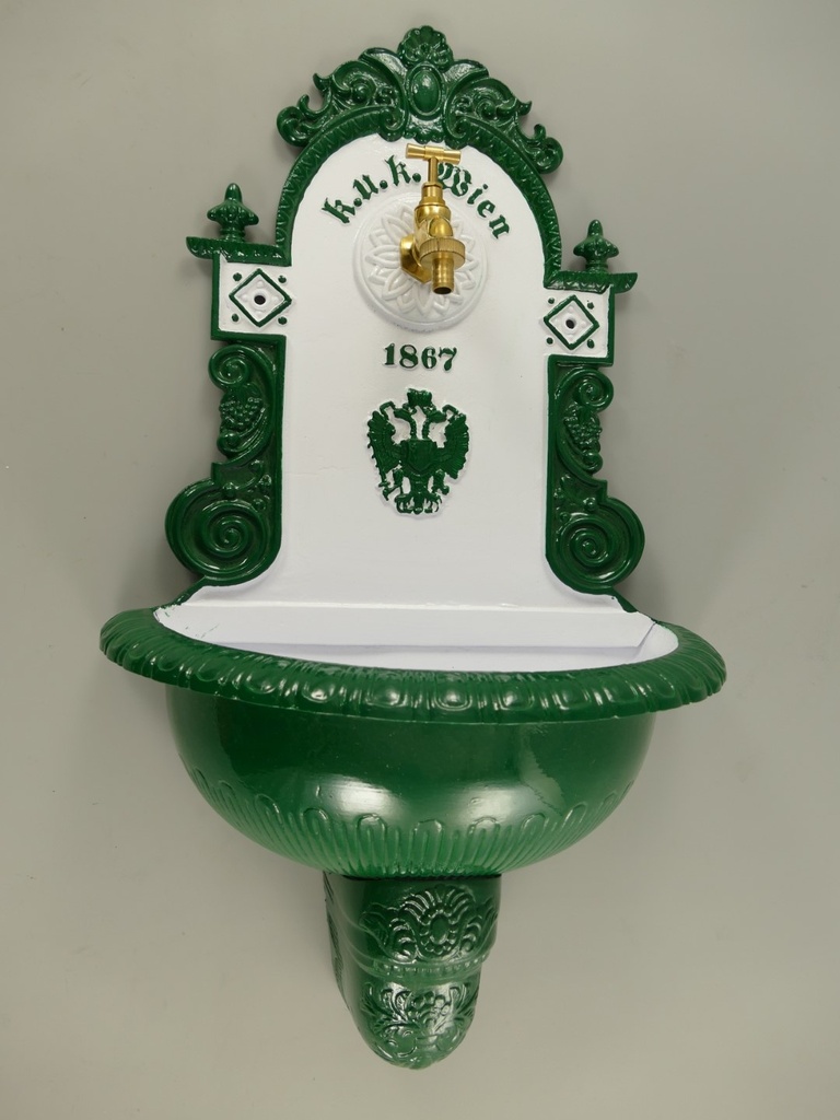 [LA-86349] Wandbrunnen 1867 Alu Guß grün/weiß H.72cm Bild 4