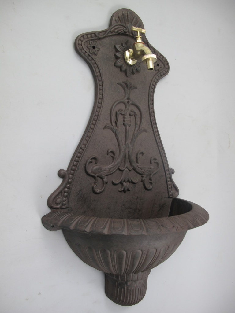 [LA-86501] Wandbrunnen Alu Guß rustikal braun H.65cm Bild 2