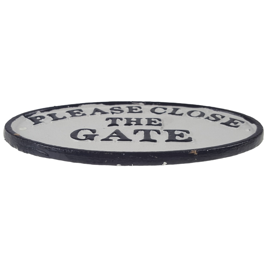 [LA-97040] Wandschild Wandplakette Gusseisen oval - Please close the Gate Bild 2