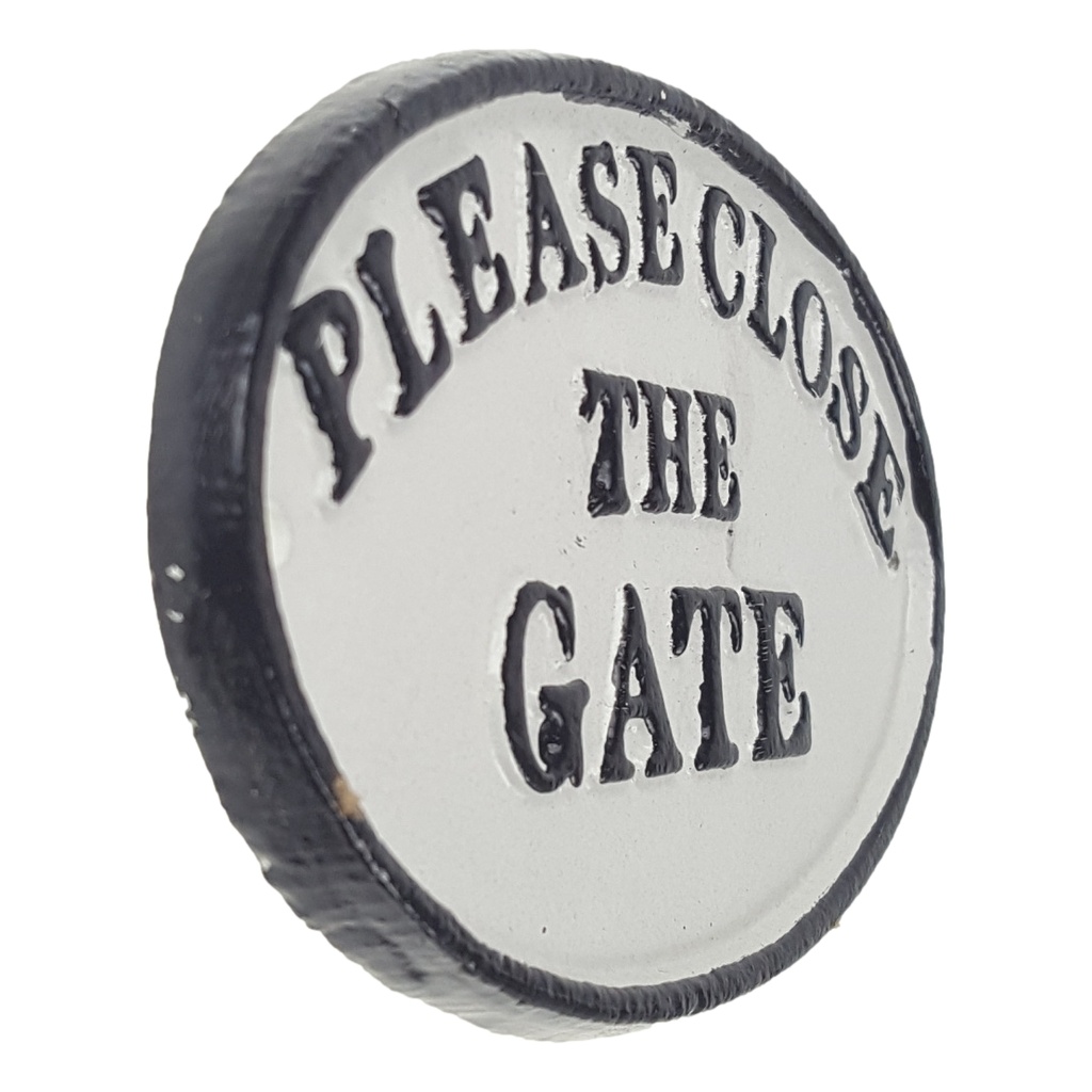 [LA-97040] Wandschild Wandplakette Gusseisen oval - Please close the Gate Bild 3