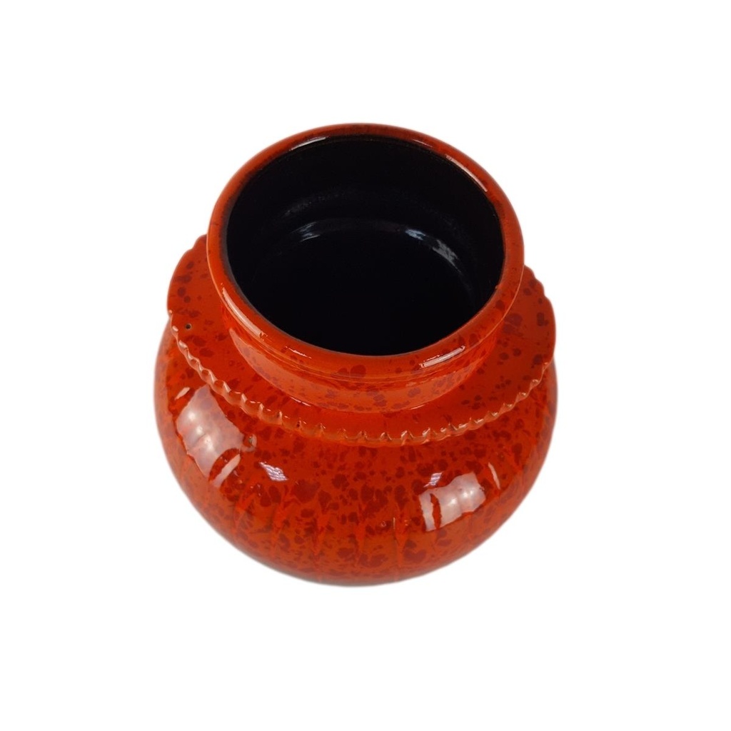 [458138219] Vintage Keramik Blumenvase Orange-Braun H 17,5 D 16 cm Bild 2