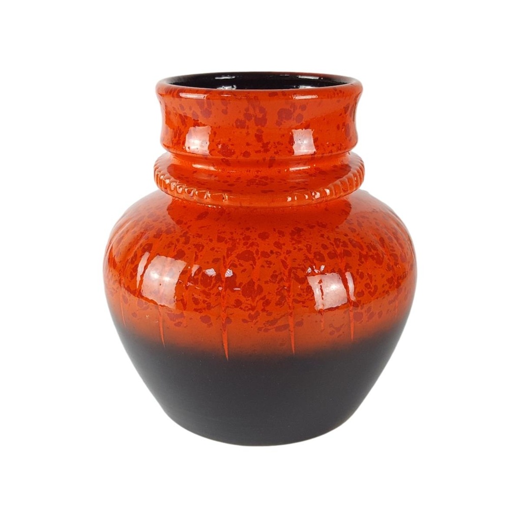 [458138219] Vintage Keramik Blumenvase Orange-Braun H 17,5 D 16 cm Bild 3
