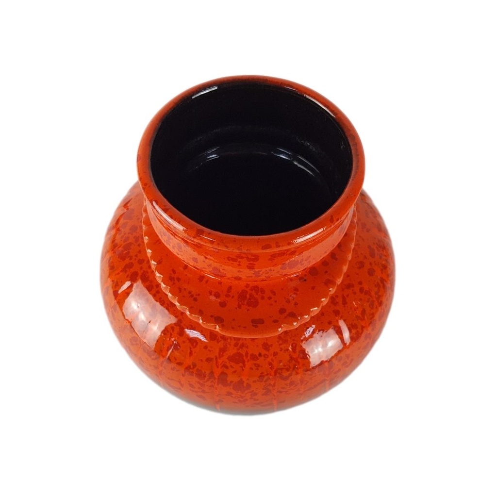 [458138219] Vintage Keramik Blumenvase Orange-Braun H 17,5 D 16 cm Bild 4