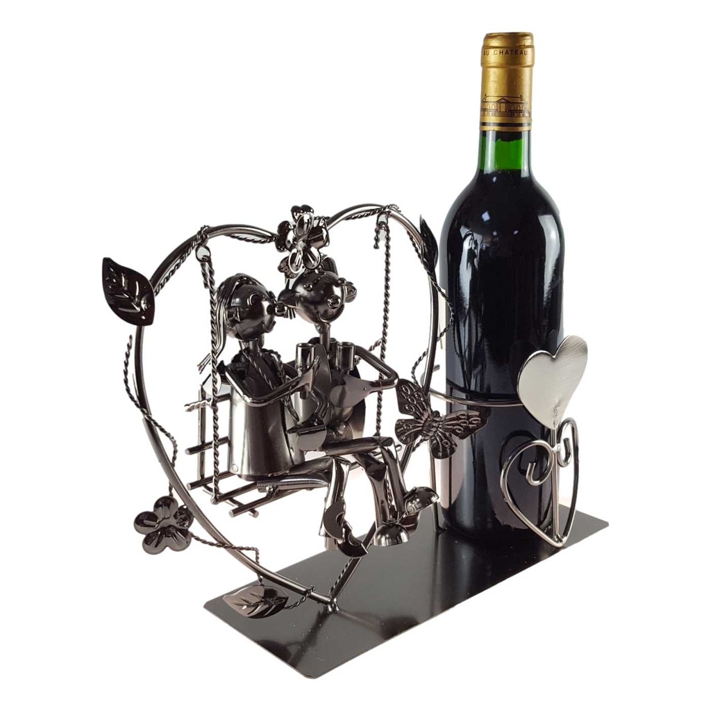 [2119060] Flaschenhalter Flaschenständer für Wein Paar sitzend auf Herzschaukel Metall Bild 3