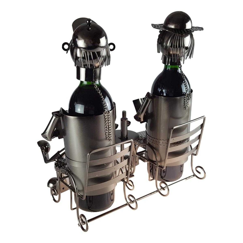[2119062] Flaschenhalter Für 2 Flaschen Metall Mann am Tisch Schwarz Bild 3