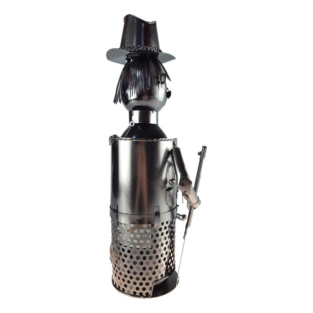 [2119063] Flaschenhalter für Weinflasche Mann Jäger mit Hund Gewehr Metall 15x25x15cm Bild 4