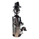 [2119063] Flaschenhalter für Weinflasche Mann Jäger mit Hund Gewehr Metall 15x25x15cm Bild 5