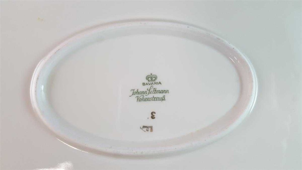 [45815047] Servierplatte Speiseplatte Fleischplatte Steakplatte mittelgroß Goldrand 34x21,7 cm Seltmann Weiden Vohenstrauß Elfenbein 3 mm Beige gebraucht - gut Bild 6