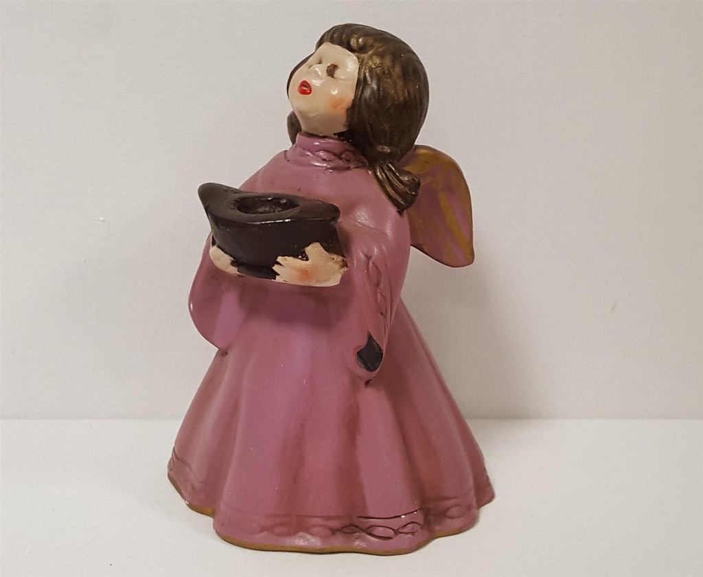 [45815052] Weihnachten Singende Engel Lila Figur Kerzenhalter Keramik H 15,5 cm Bild 8