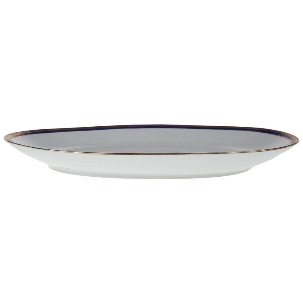 [458168449] Servierplatte Goldrand 37,5x24,9 cm Bareuther Waldsassen geriffelt Blauband Weiß gebraucht - gut Bild 2