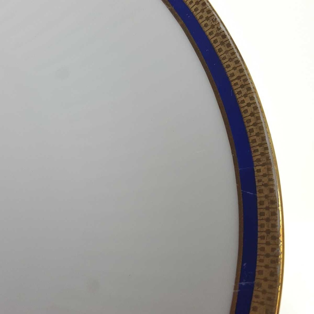 [458168450] Servierplatte Goldrand 31,5x21,2 cm Bareuther Waldsassen geriffelt Blauband Weiß gebraucht - gut Bild 5